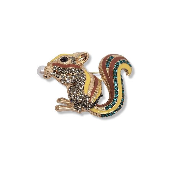 Multi-Color Gold Tone and Enamel with Round Crystals Pendant Brooch - Picture 1 of 3